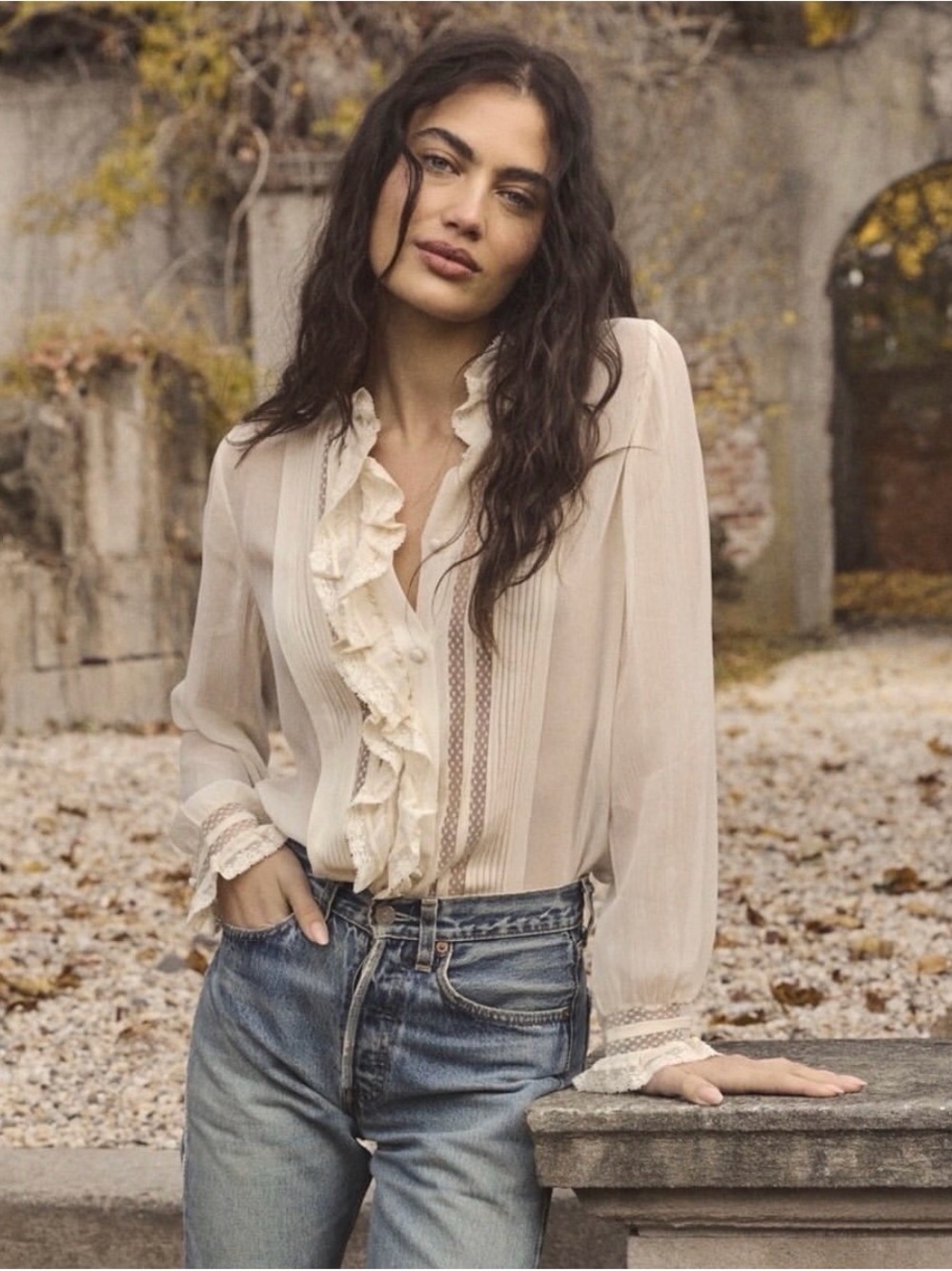 Dôen Magdeleine Pleated Silk Top in candlelight NWT